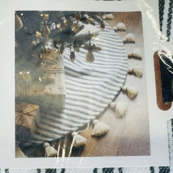 Hearth & Hand With Magnolia Green Striped Tree Skirt 46" - 58" Christmas NEW - Picture 4 of 10